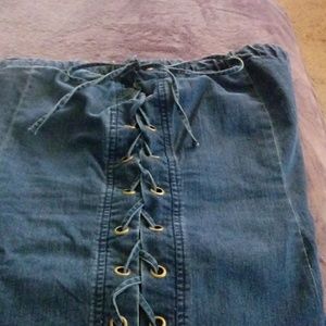 Strapless denim dress